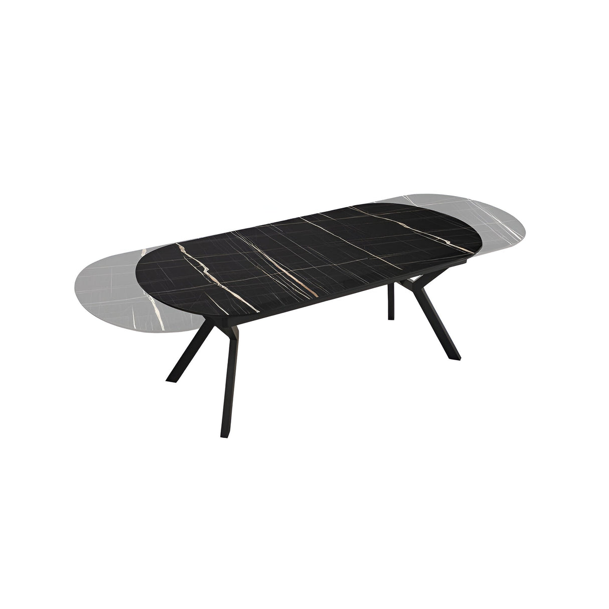 Antea 8-10 Seater Wood & Metal Extendable Dining Table – Black Marble