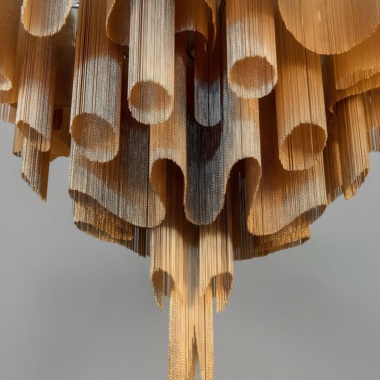 Valora 19 Light Metal Chain Veil Chandelier - Champagne