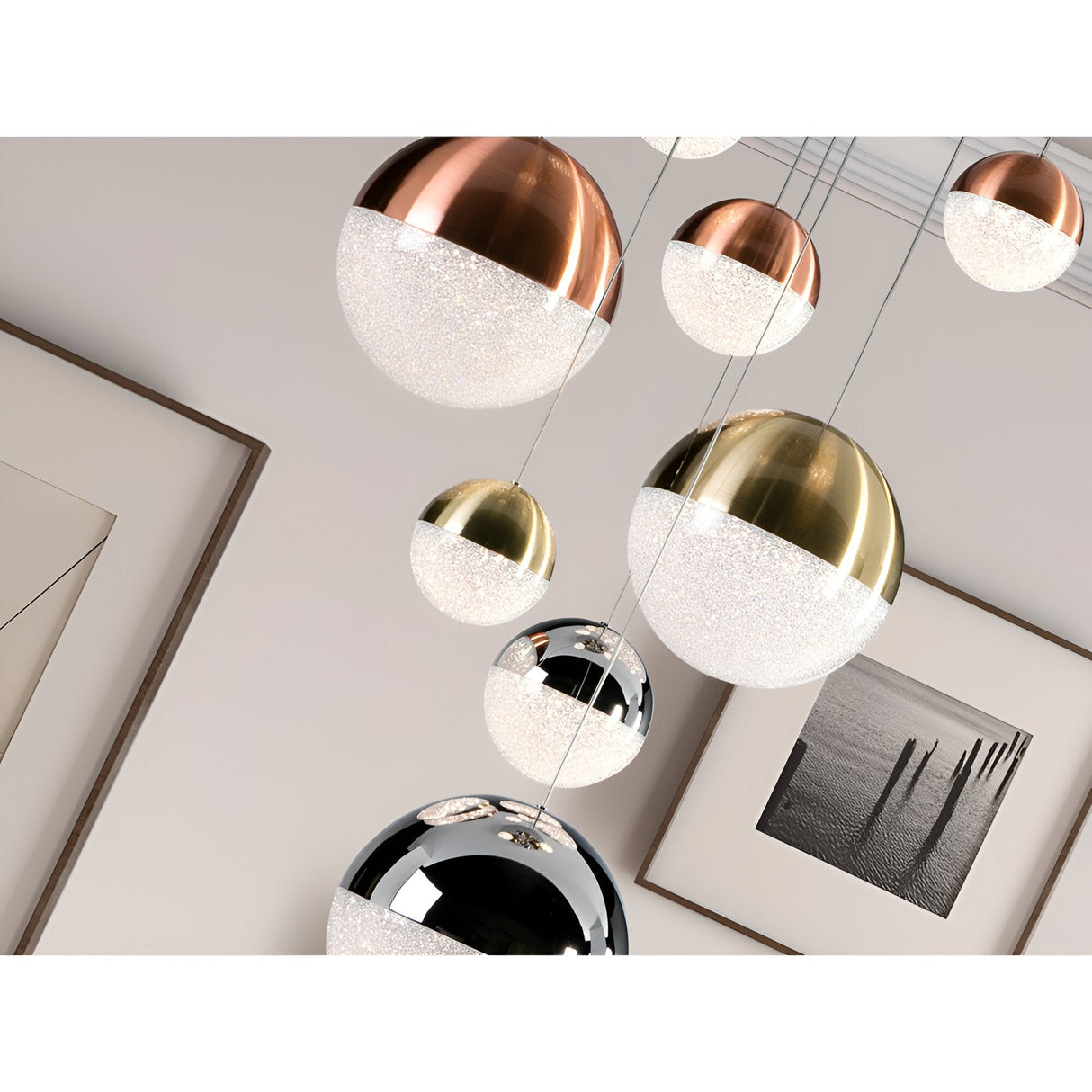 Sphere 9 Light Dimmable LED Cluster Pendant Light 78W 3000K - Multicoloured