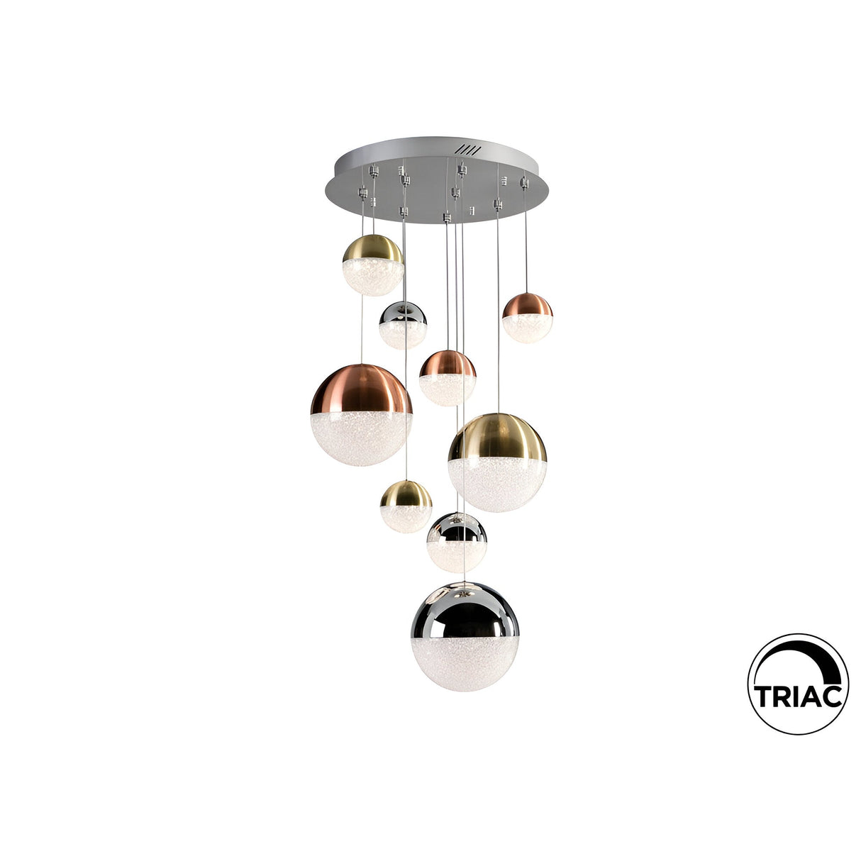 Sphere 9 Light Dimmable LED Cluster Pendant Light 78W 3000K - Multicoloured