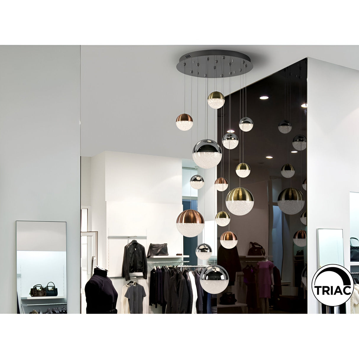 Sphere 14 Light Dimmable LED Small Cluster Pendant Light 78W 3000K - Multicoloured