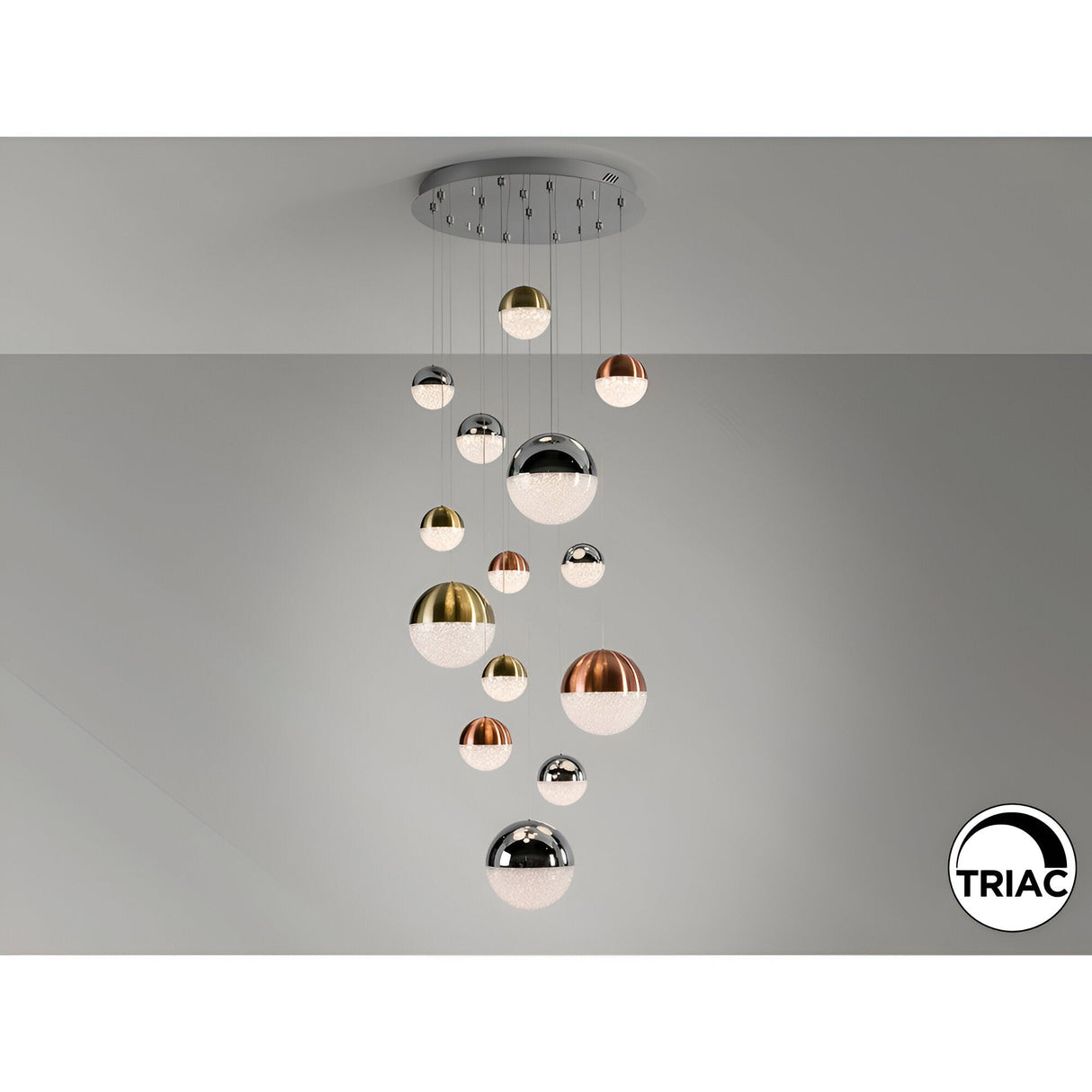 Sphere 14 Light Dimmable LED Small Cluster Pendant Light 78W 3000K - Multicoloured