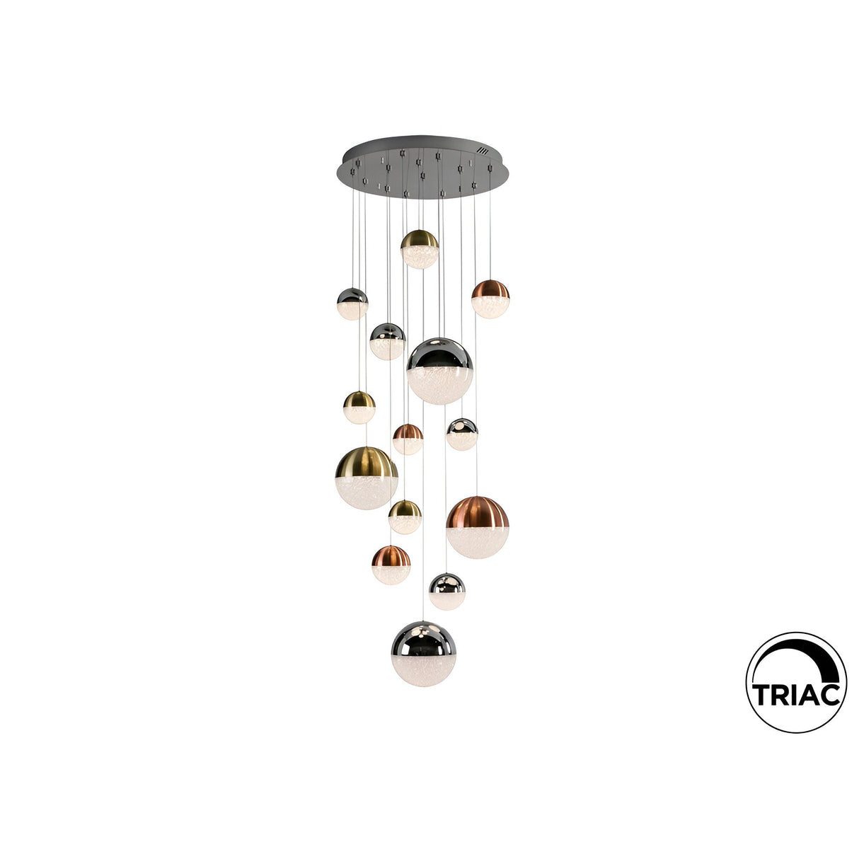 Sphere 14 Light Dimmable LED Small Cluster Pendant Light 78W 3000K - Multicoloured