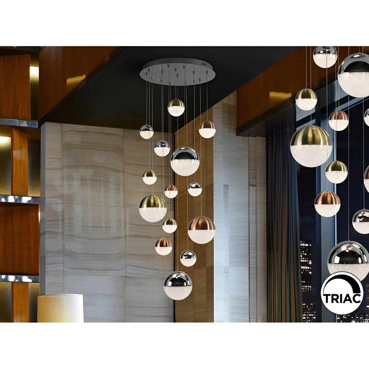 Sphere 14 Light Dimmable LED Small Cluster Pendant Light 78W 3000K - Multicoloured