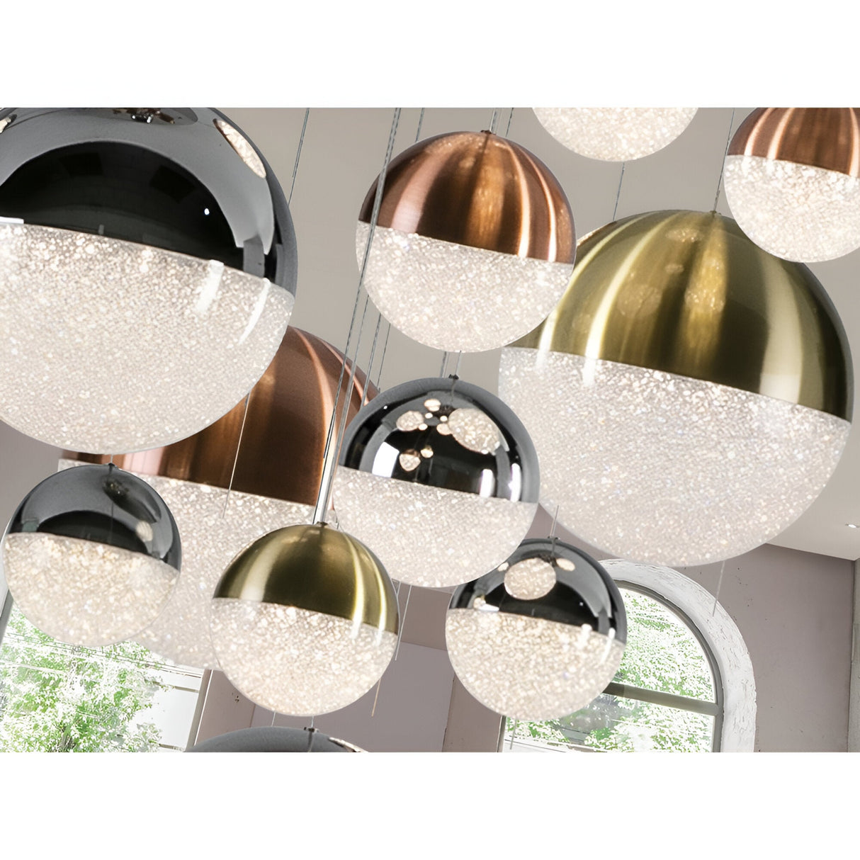 Sphere 14 Light Dimmable LED Large Cluster Pendant Light 78W 3000K - Multicoloured