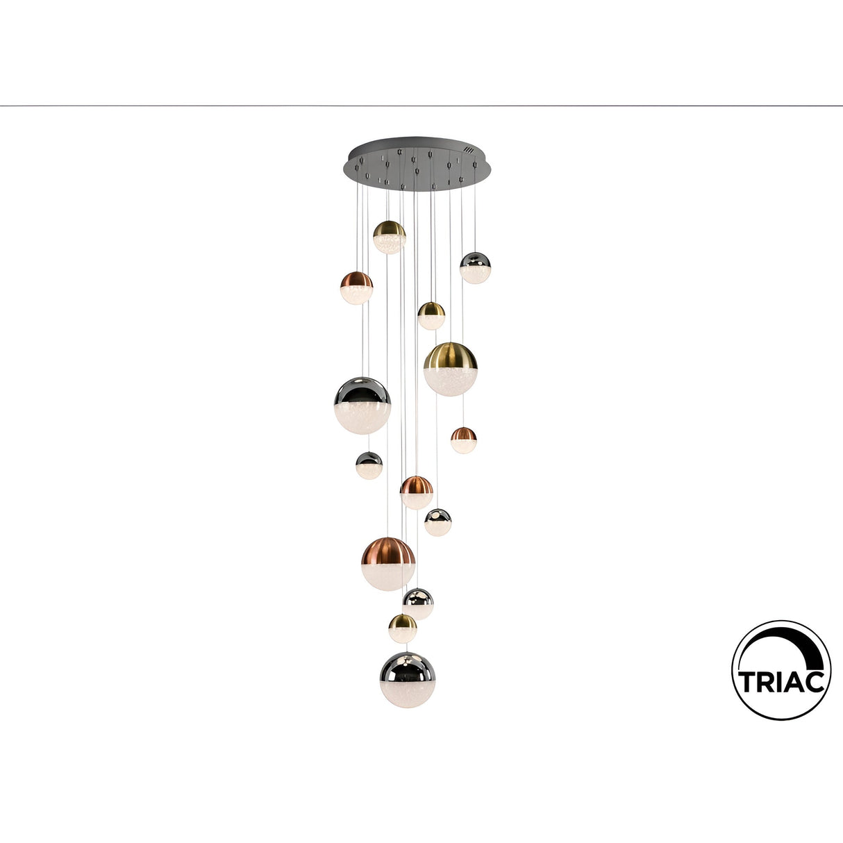 Sphere 14 Light Dimmable LED Large Cluster Pendant Light 78W 3000K - Multicoloured