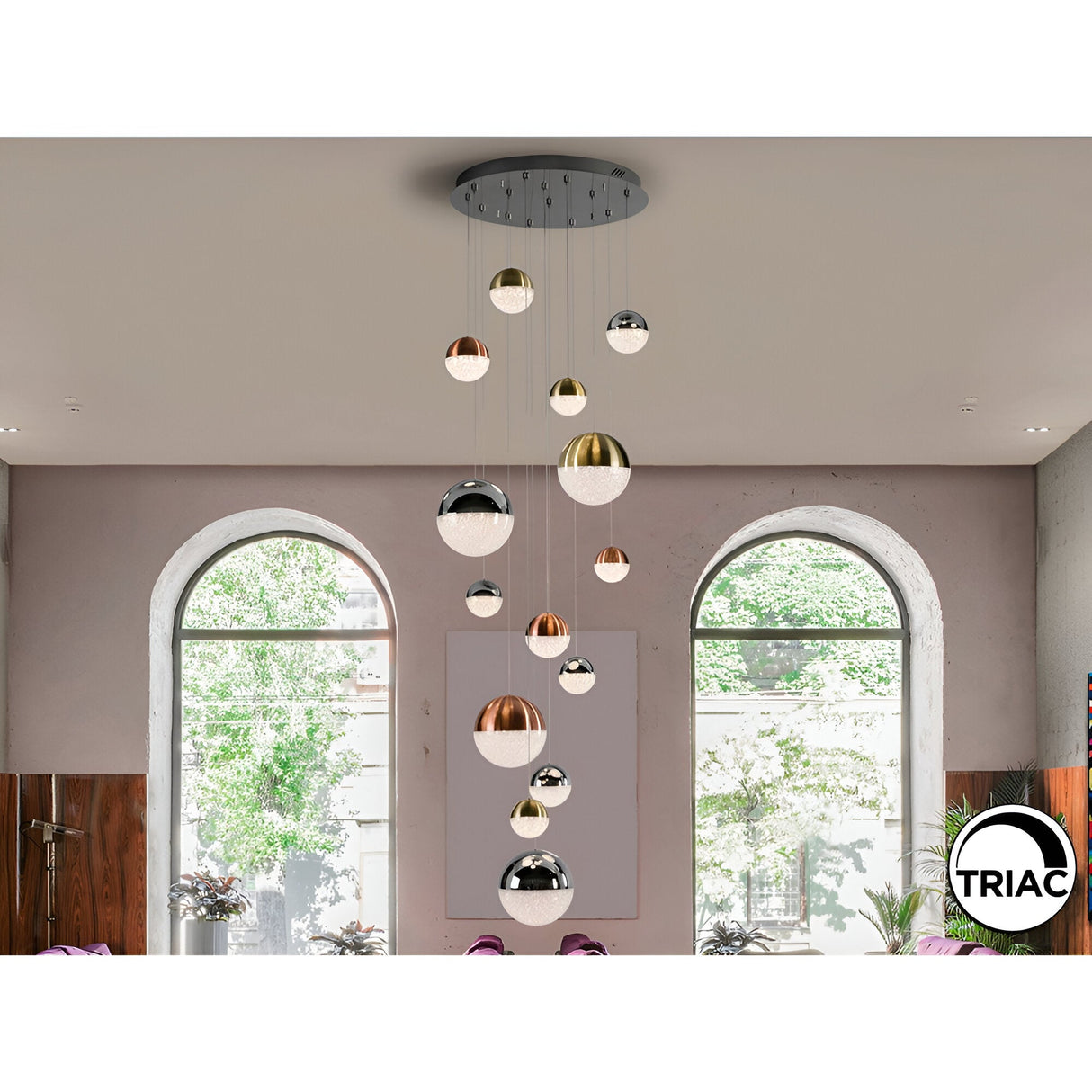 Sphere 14 Light Dimmable LED Large Cluster Pendant Light 78W 3000K - Multicoloured