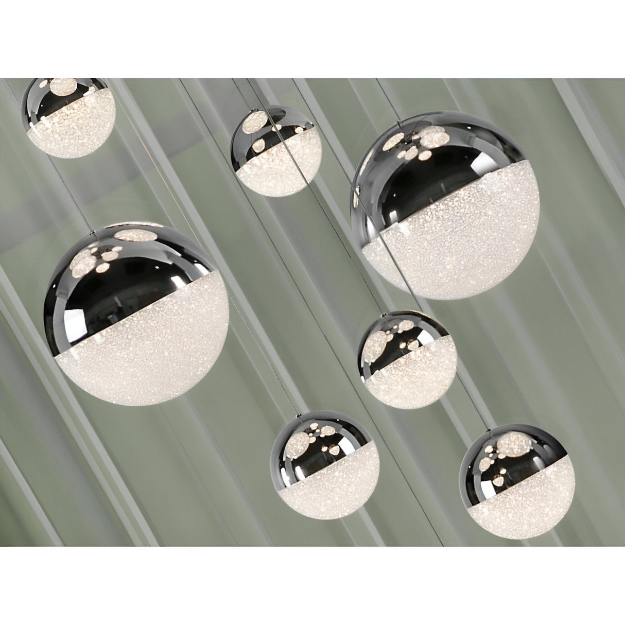 Sphere 14 Light Dimmable LED Large Cluster Pendant Light 78W 3000K - Chrome