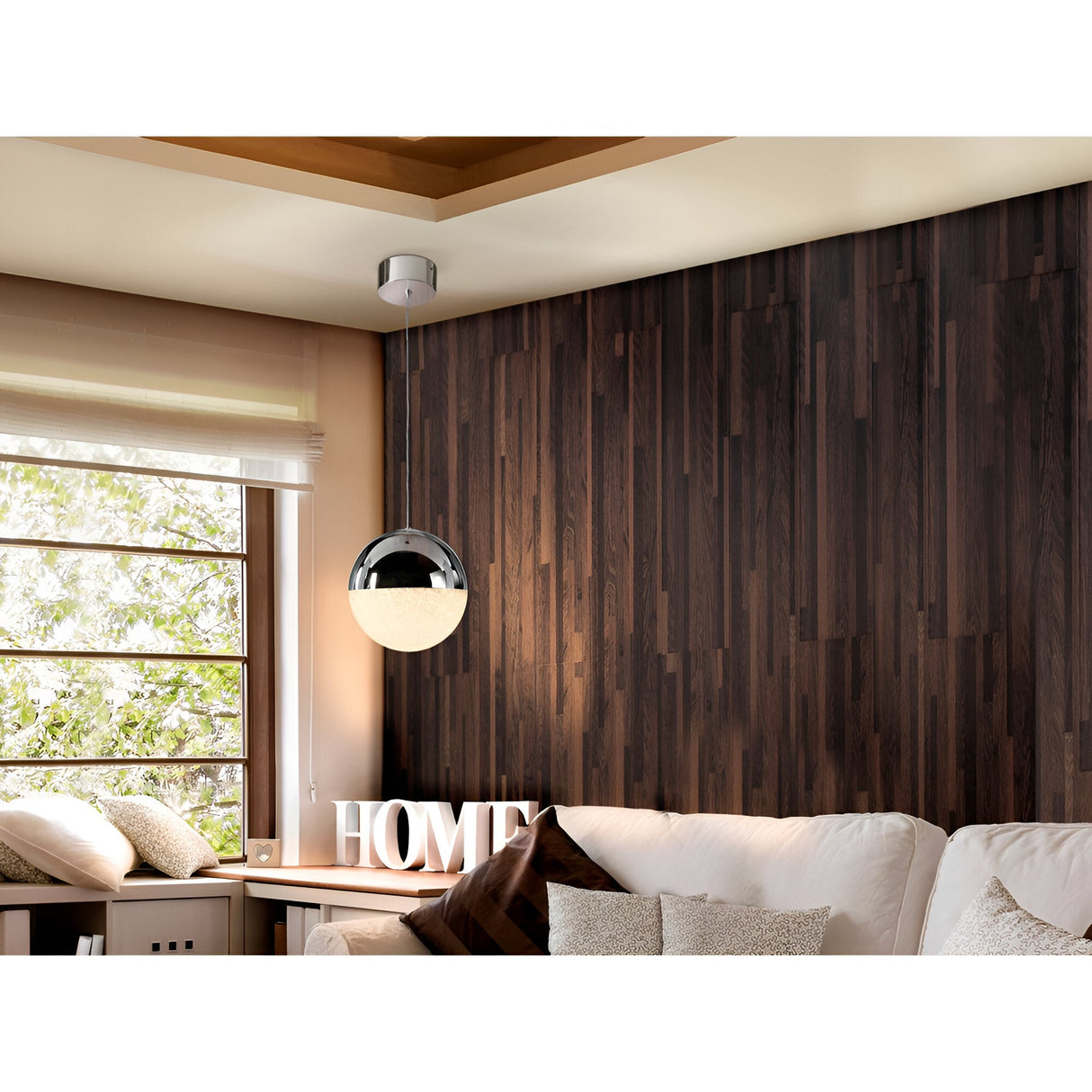 Sphere Large LED Pendant Light 9.6W 3000W - Chrome