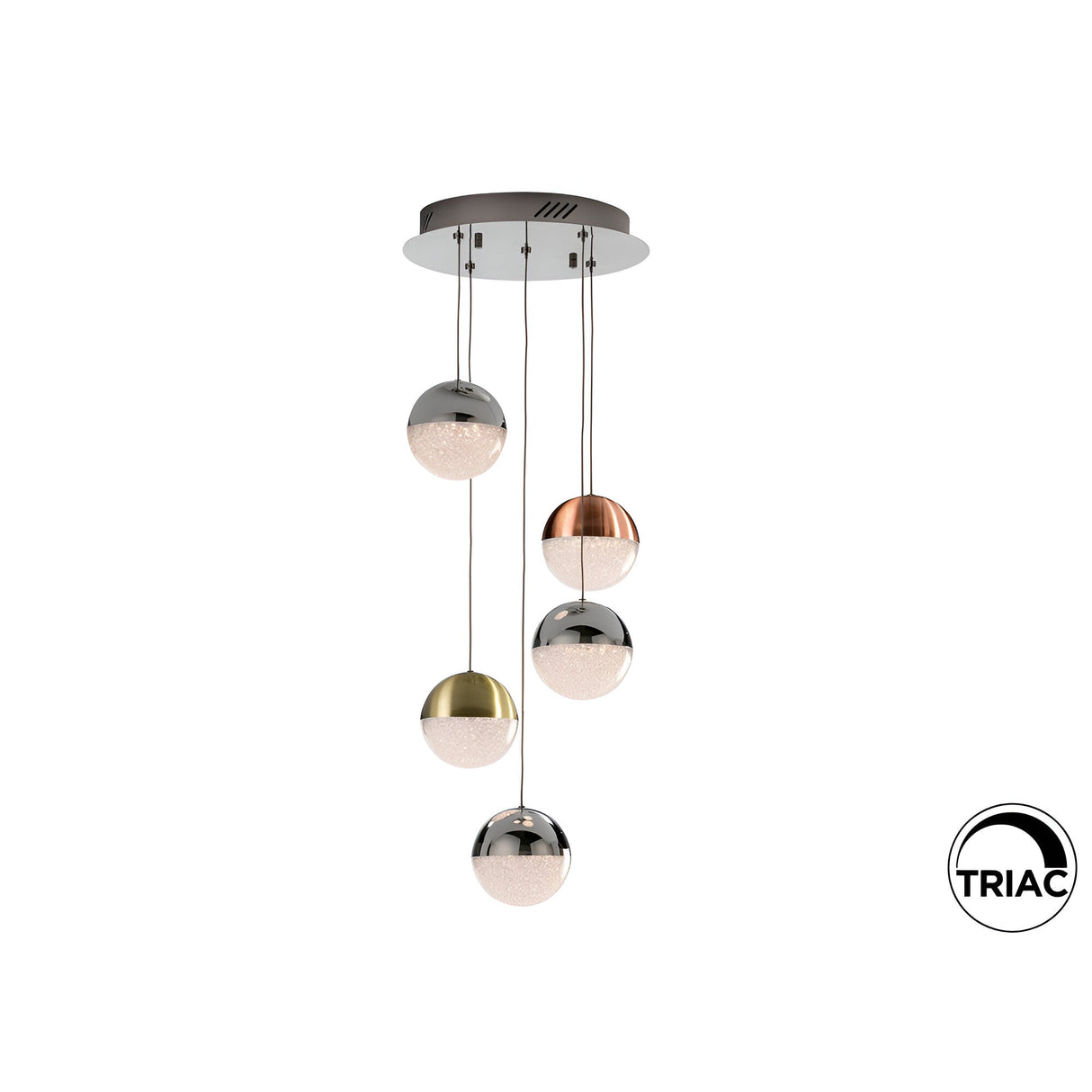 Sphere 5 Light Dimmable LED Cluster Pendant Light 24W 3000K - Multicoloured