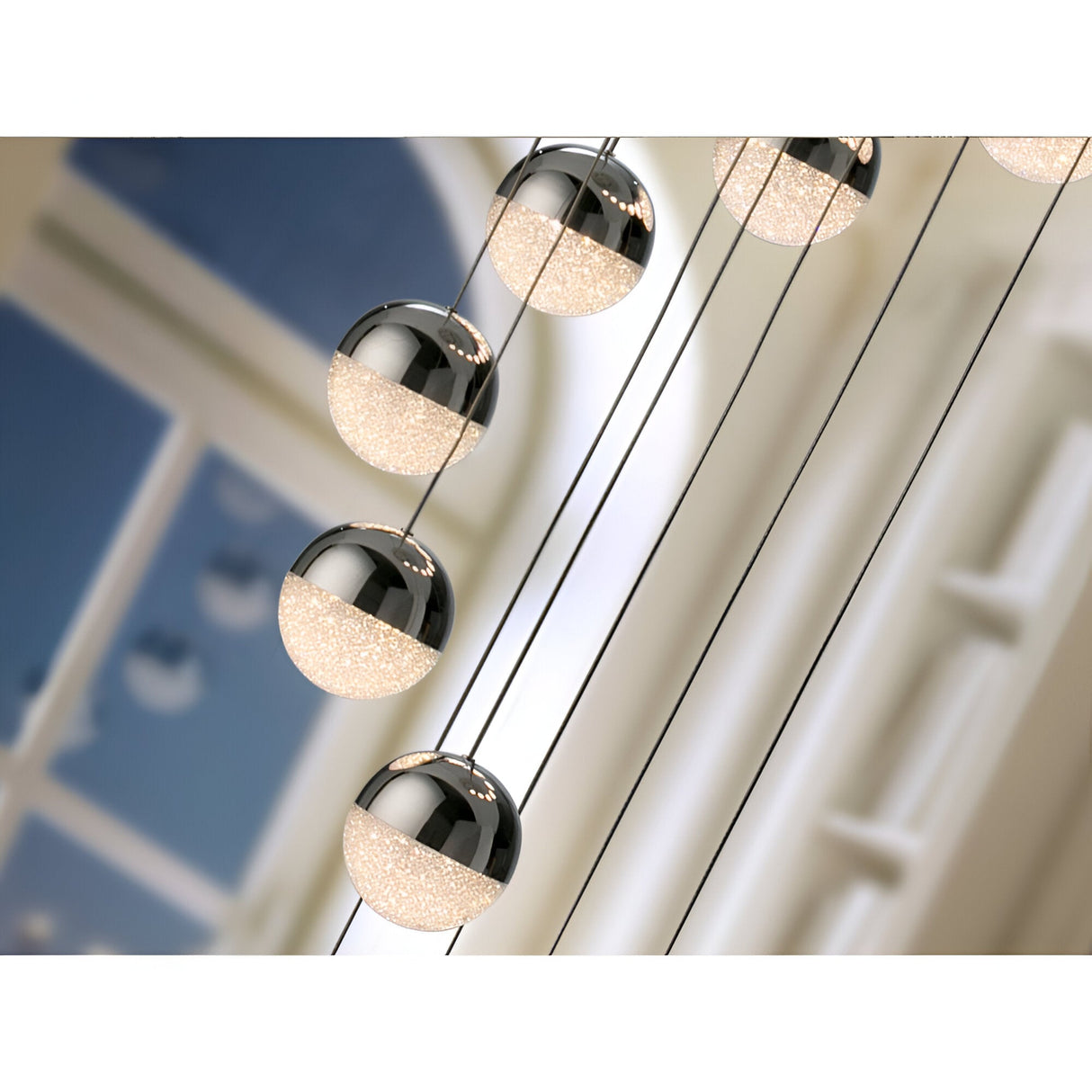 Sphere 14 Light Dimmable LED Cluster Pendant Light 50W 3000K - Chrome