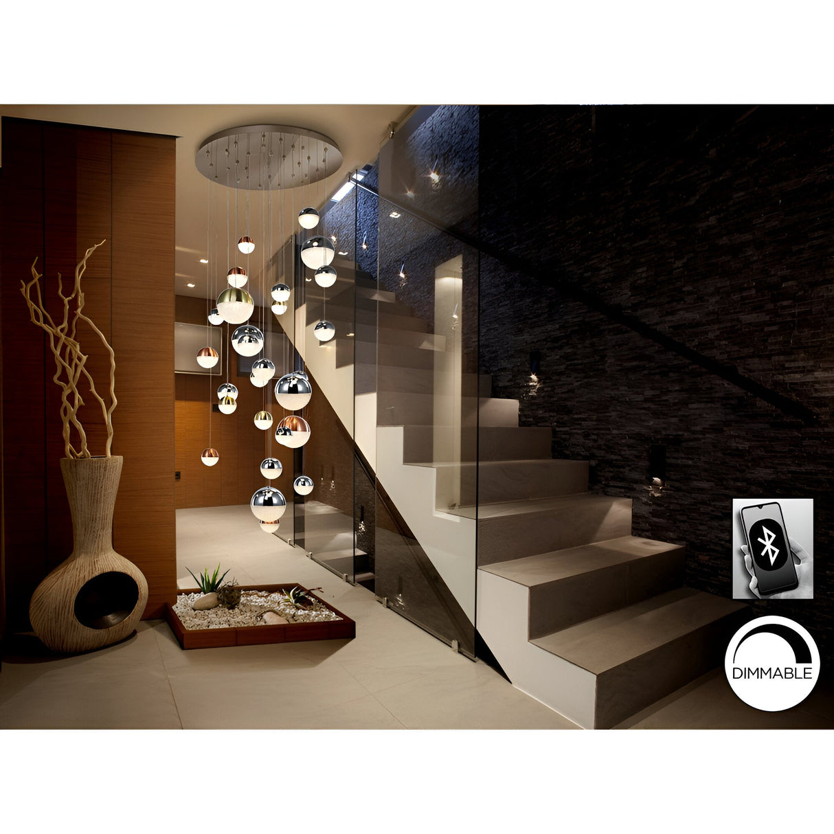 Sphere 27 Light Dimmable LED Cluster Pendant Light 147W 3000K - Multicoloured