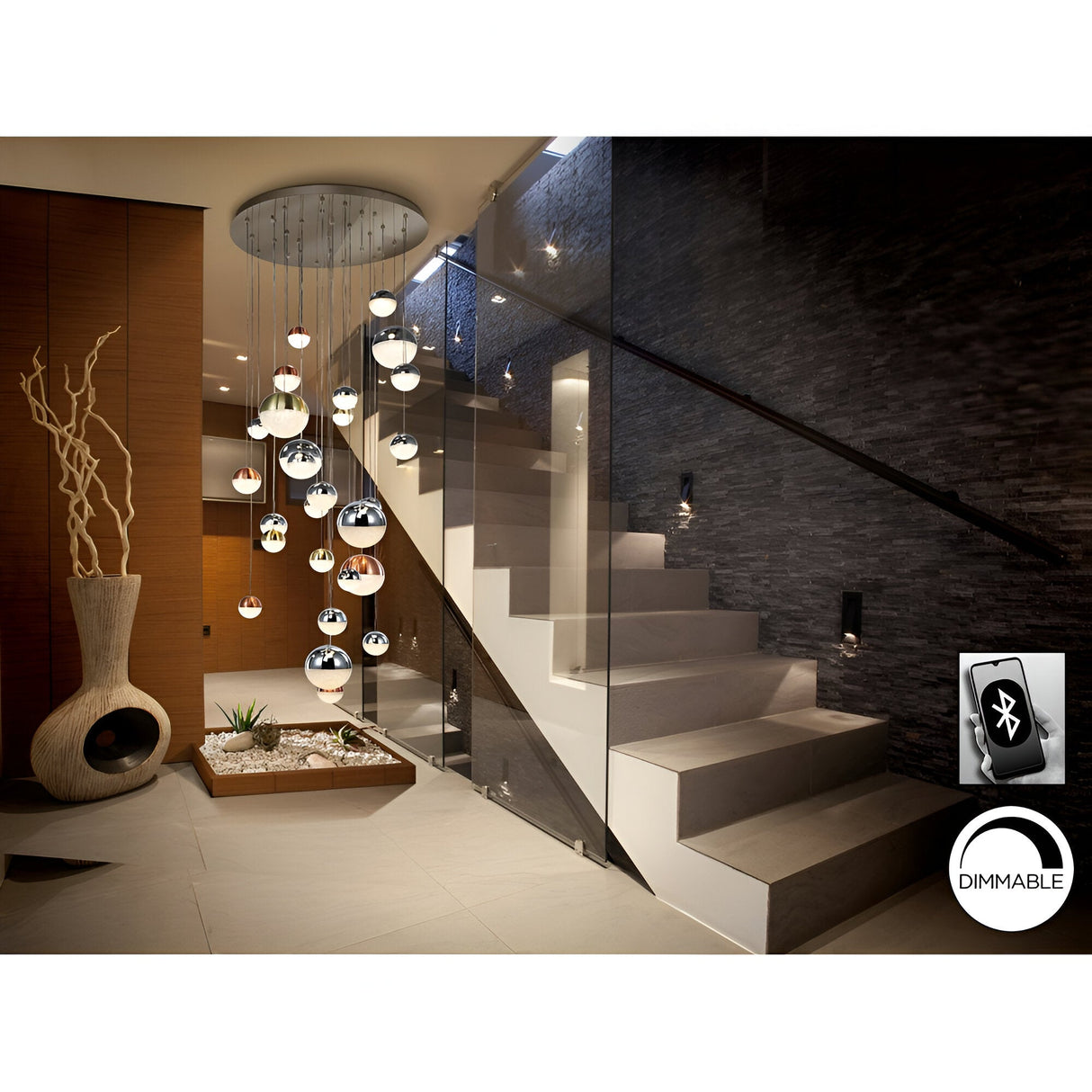 Sphere 27 Light Dimmable CCT LED Small Cluster Pendant Light - Multicoloured