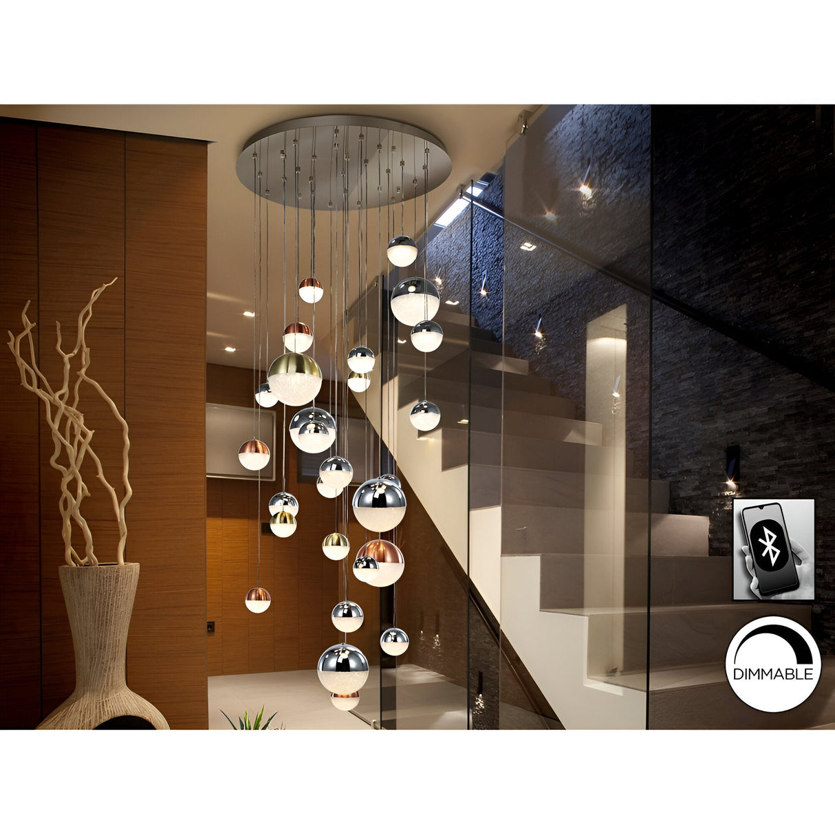 Sphere 27 Light Dimmable CCT LED Small Cluster Pendant Light - Multicoloured