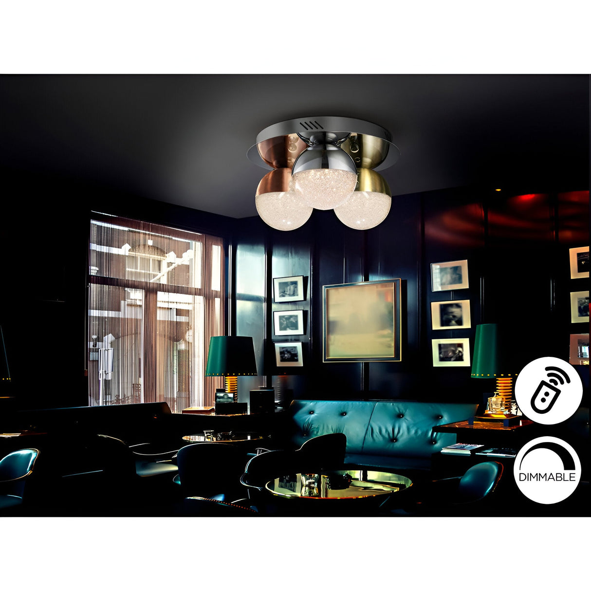 Sphere Dimmable LED Semi-Flush Light - Multicoloured (With Remote Control)