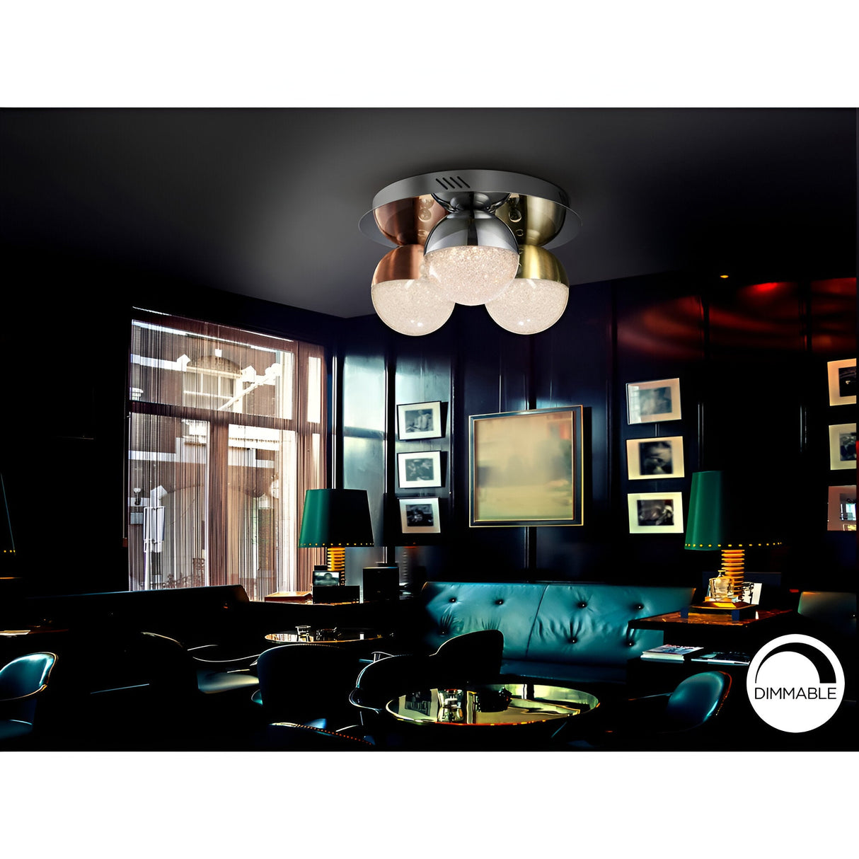 Sphere Dimmable LED Semi-Flush Ceiling Light - Multicoloured