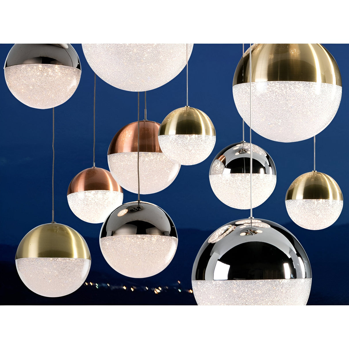 Sphere 55 Light Dimmable LED Cluster Pendant Light 288W 3000K - Multicoloured