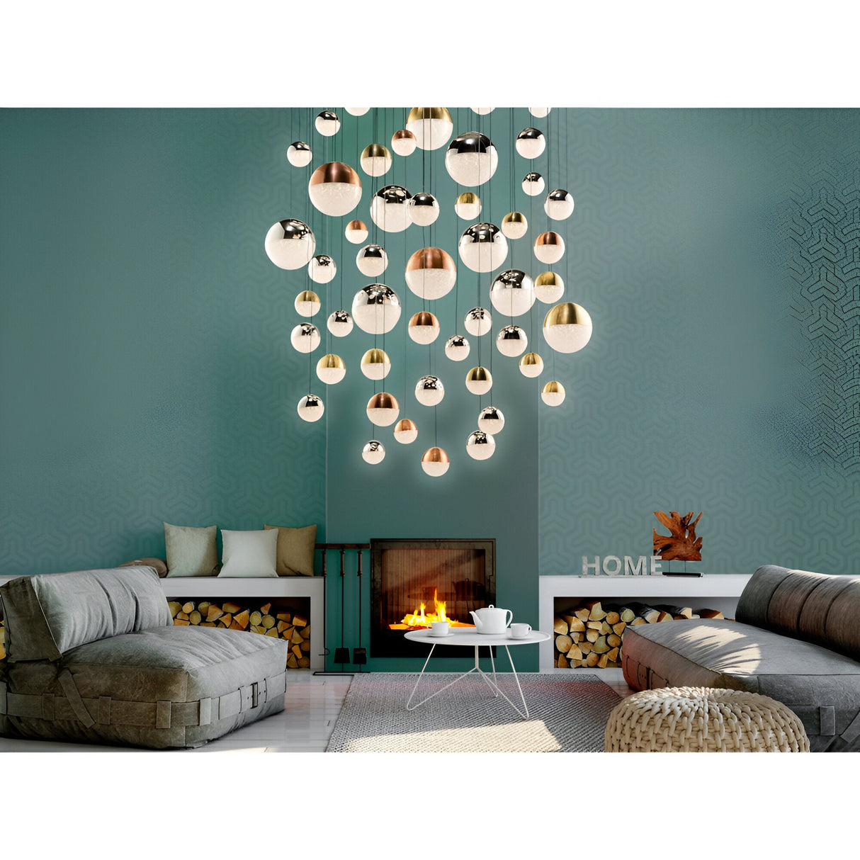 Sphere 55 Light Dimmable LED Cluster Pendant Light 288W 3000K - Multicoloured
