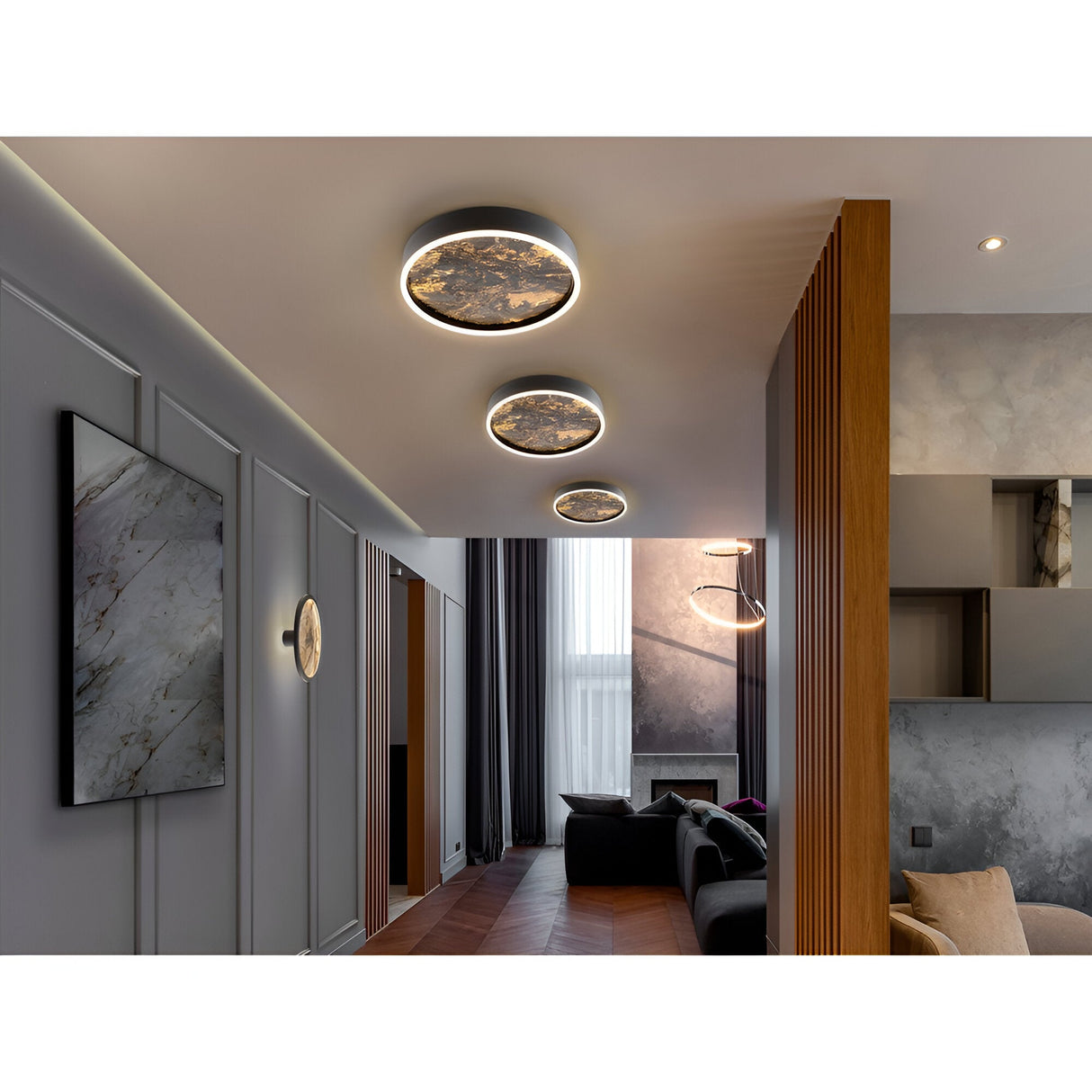 Stone Small CCT LED Flush Ceiling Light 95W 3000-6000K - Multicoloured