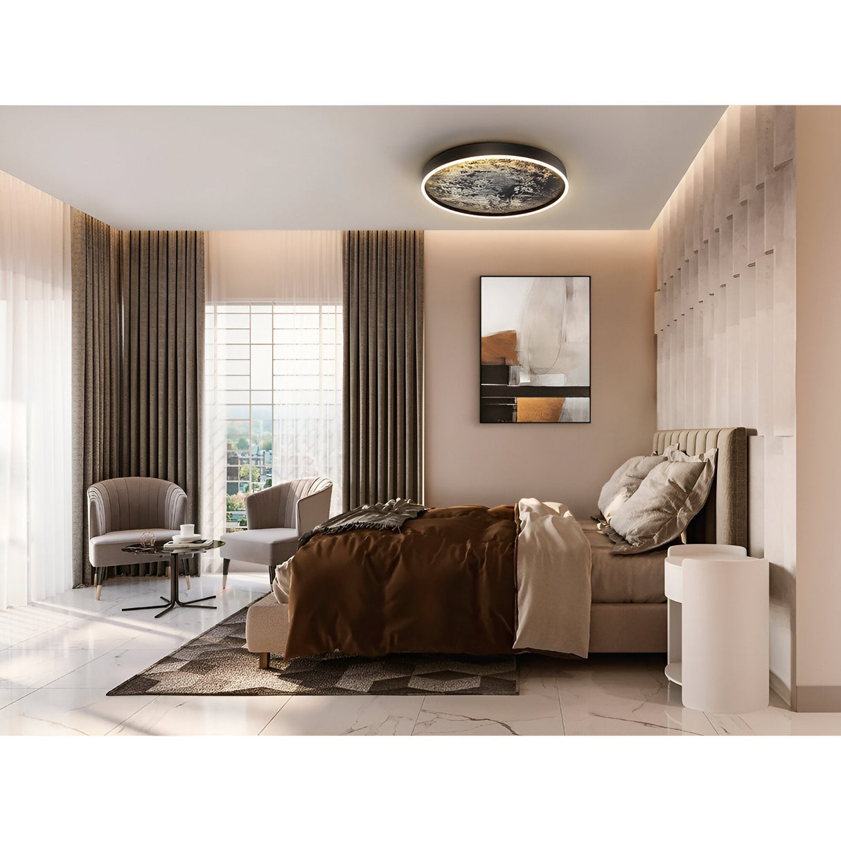 Stone Large CCT LED Flush Ceiling Light 95W 3000-6000K - Multicoloured