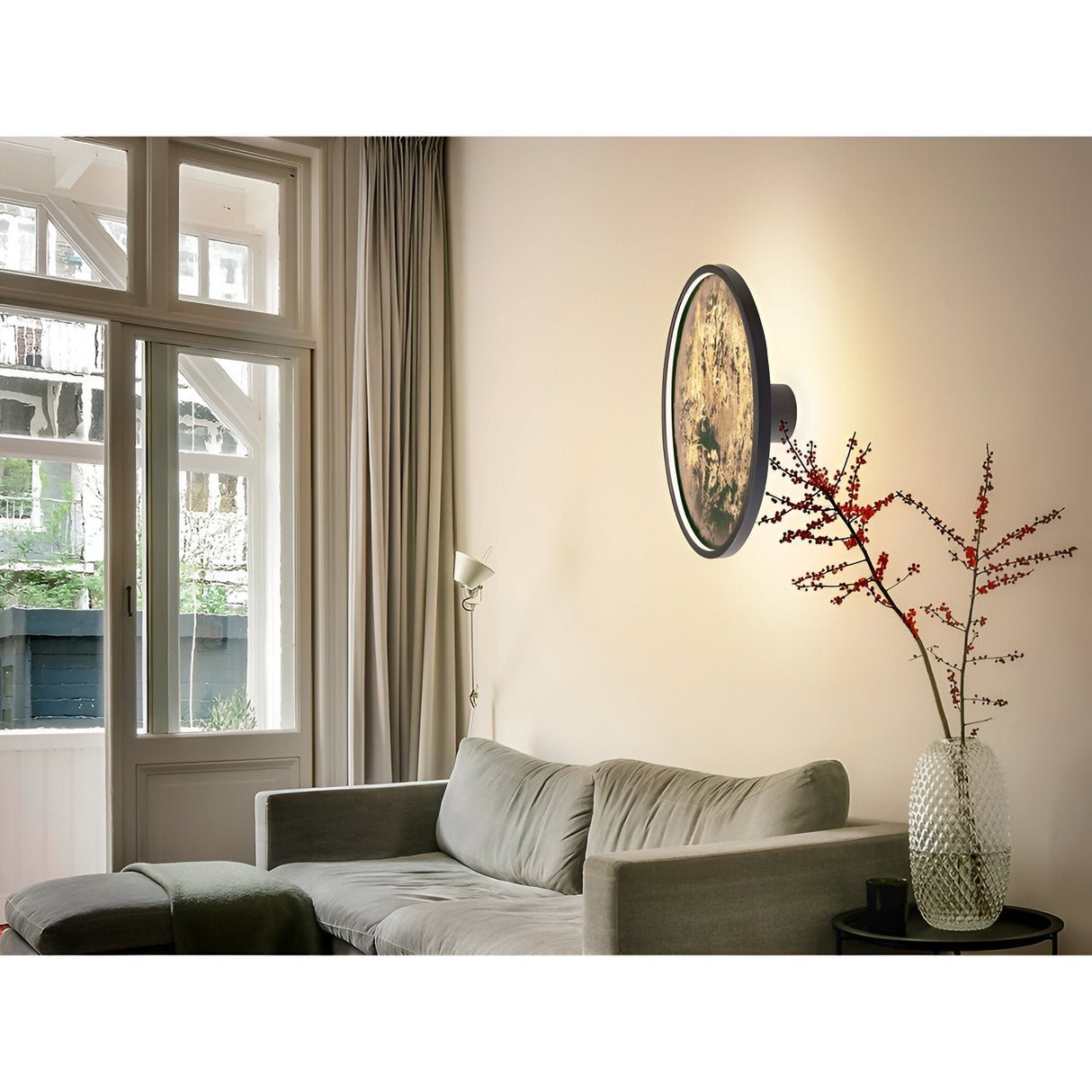 Stone Round Small CCT LED Wall/Semi-Flush Ceiling Light - Multicoloured