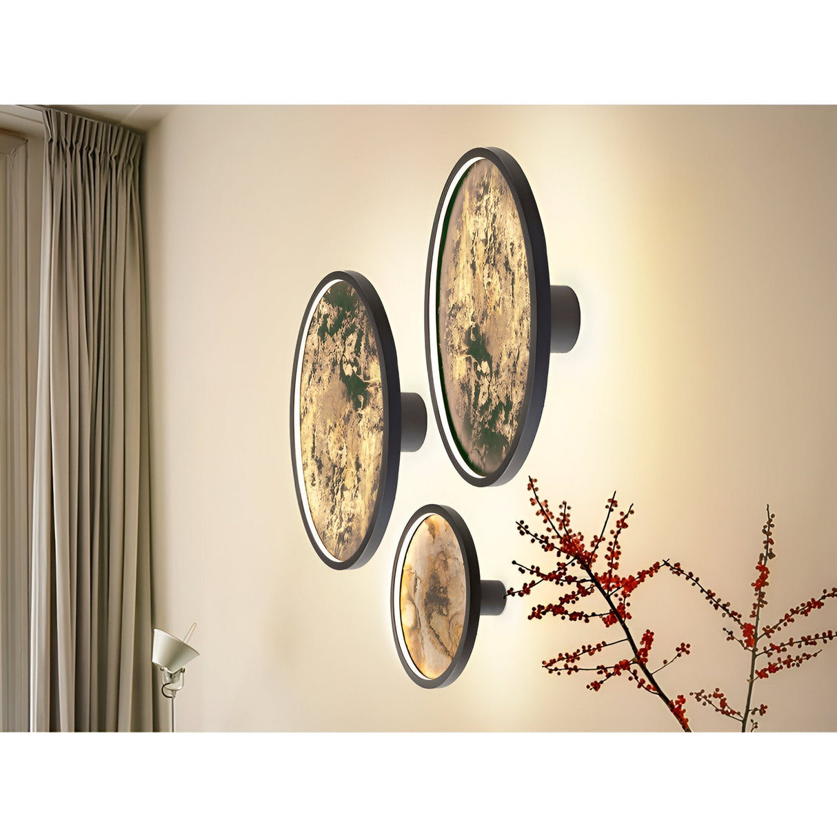 Stone Round Small CCT LED Wall/Semi-Flush Ceiling Light - Multicoloured