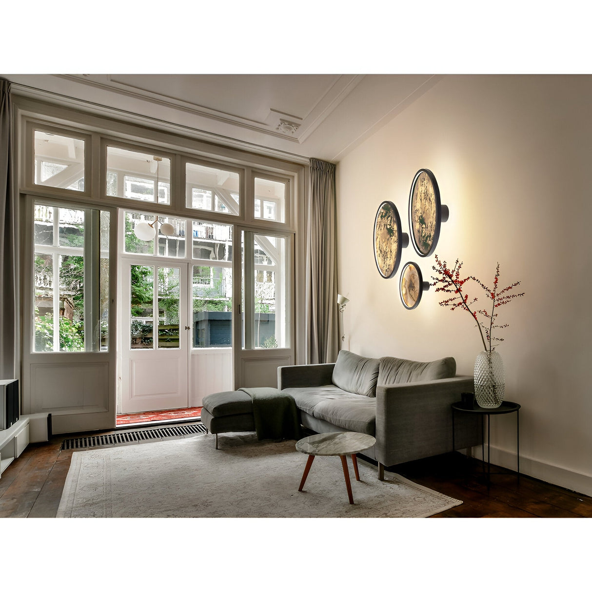 Stone Round Small CCT LED Wall/Semi-Flush Ceiling Light - Multicoloured