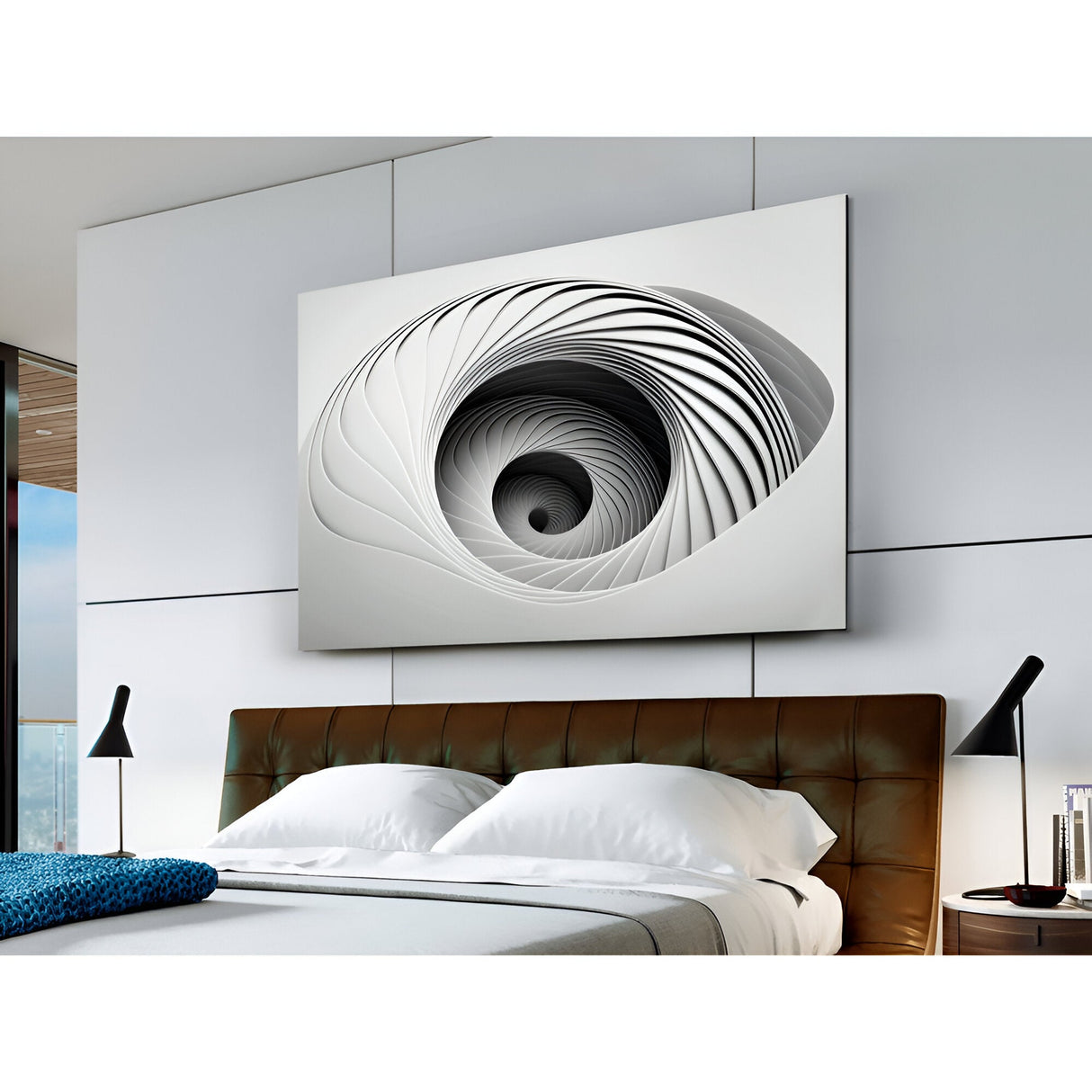 Morphia Black & White Spiral Photography Print – 150x100cm