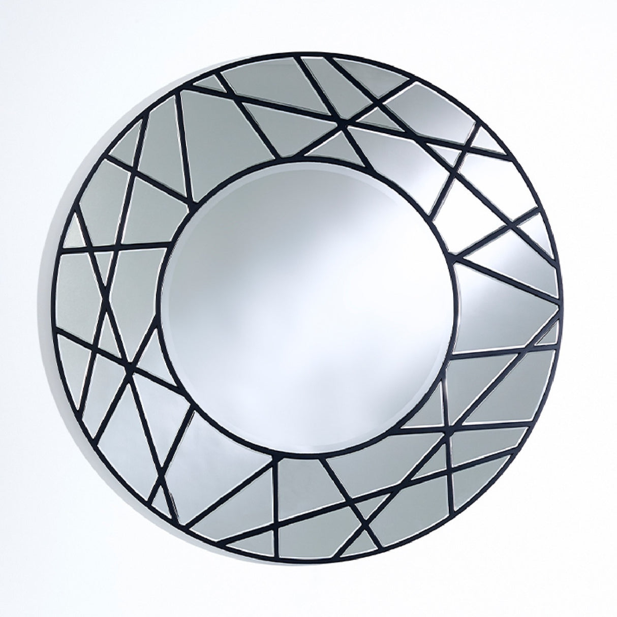 Graphic Black Segmented Round Wall Mirror 102cm