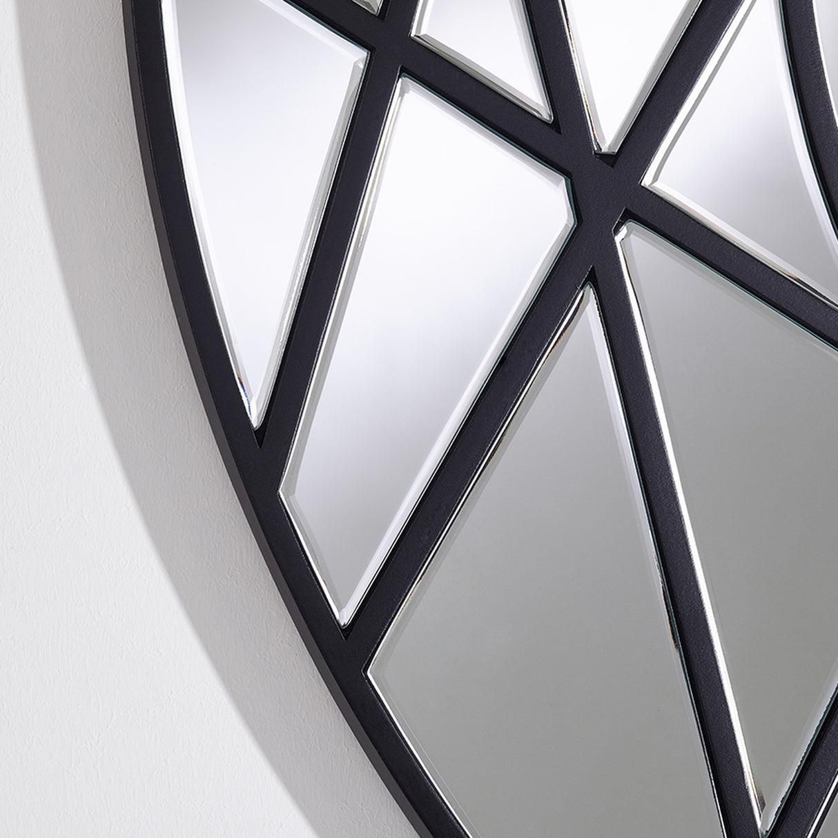 Graphic Black Segmented Round Wall Mirror 102cm