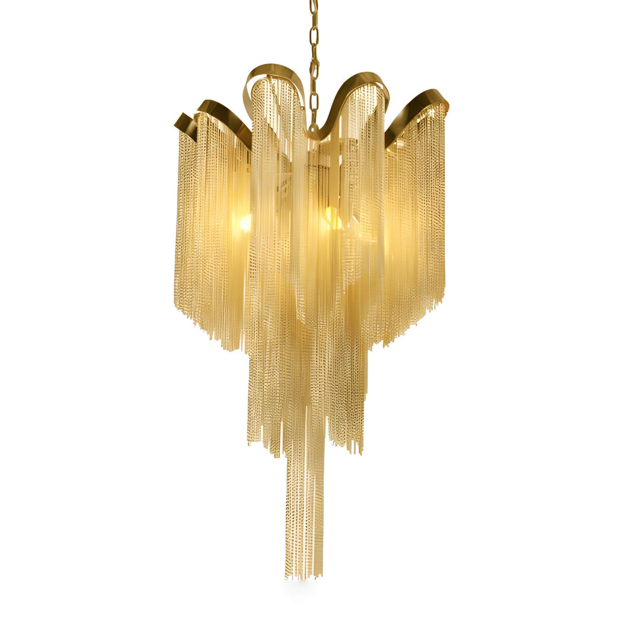 Valora 5 Light Metal Chain Veil Chandelier - Gold