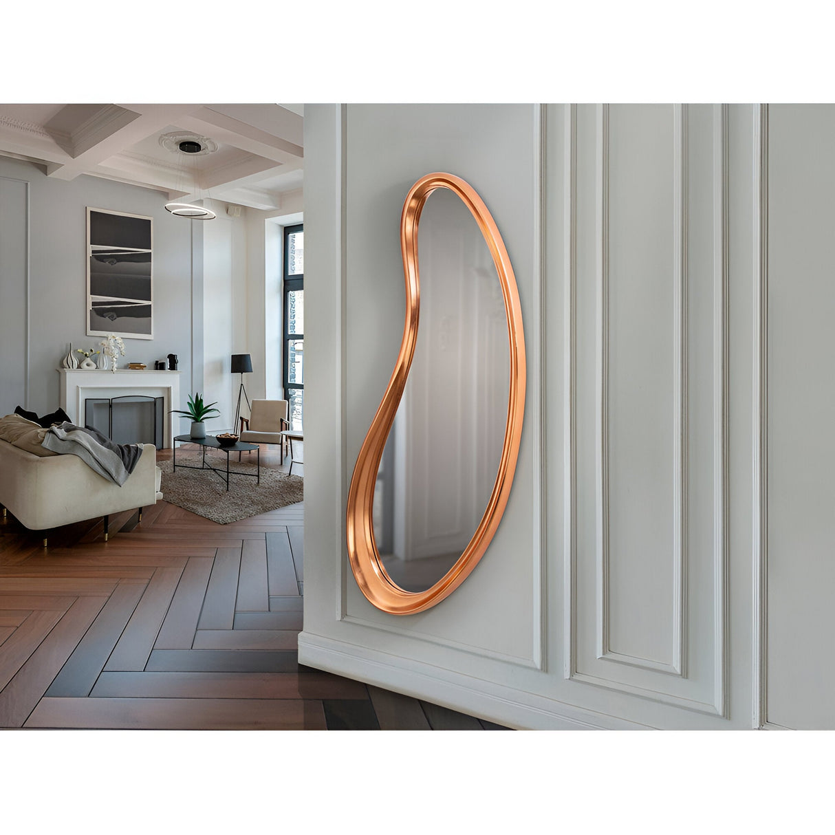 Brigitte Oval Wall Mirror Rose Gold - 166x67cm