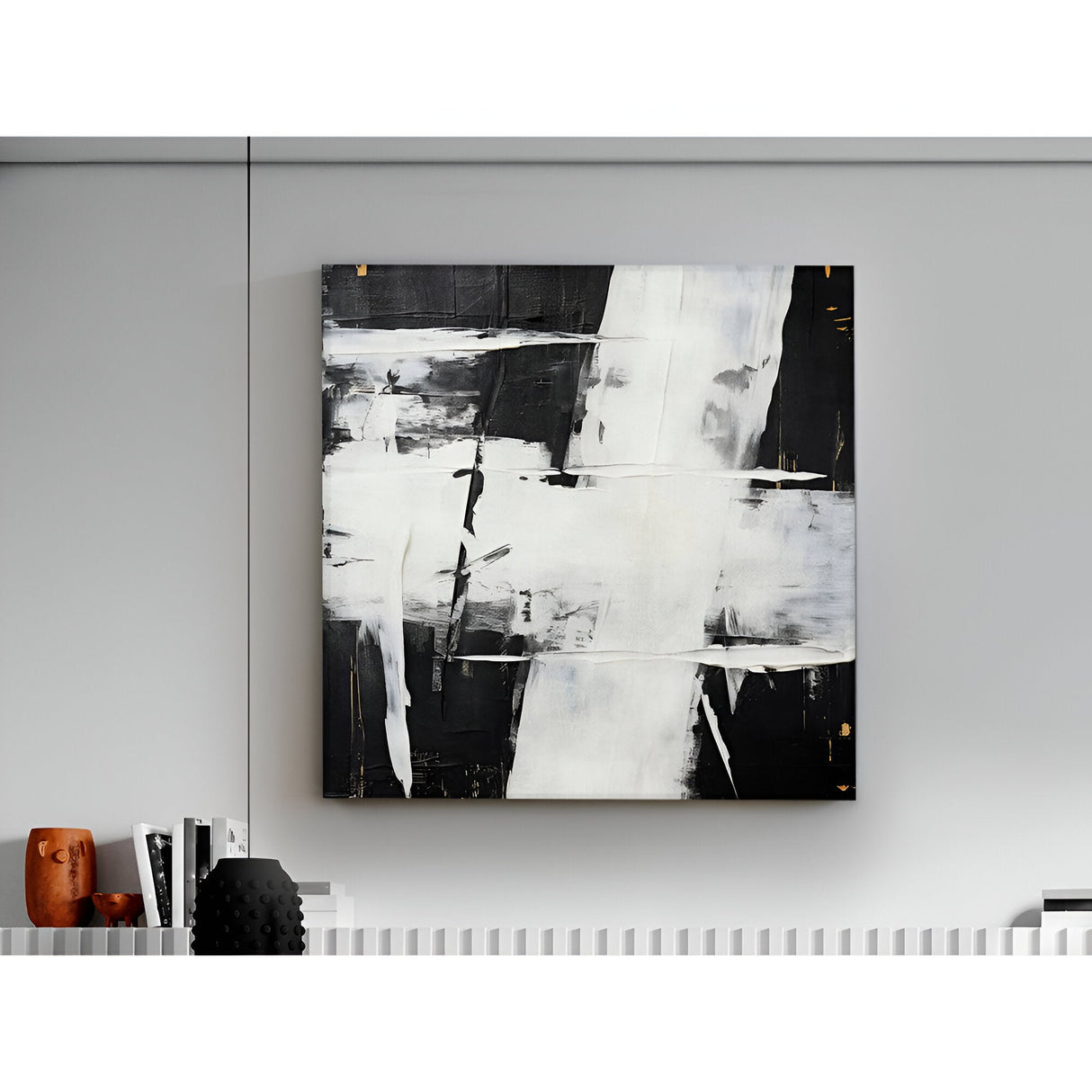 Actos II Monochrome Brushstroke Acrylic Painting – 90x90cm