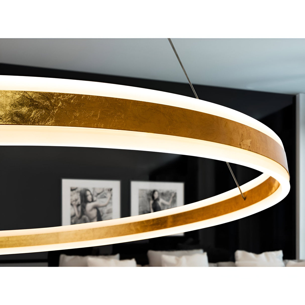 Helia LED Large Circular Suspension Light 110W 3000K - Gold Leaf