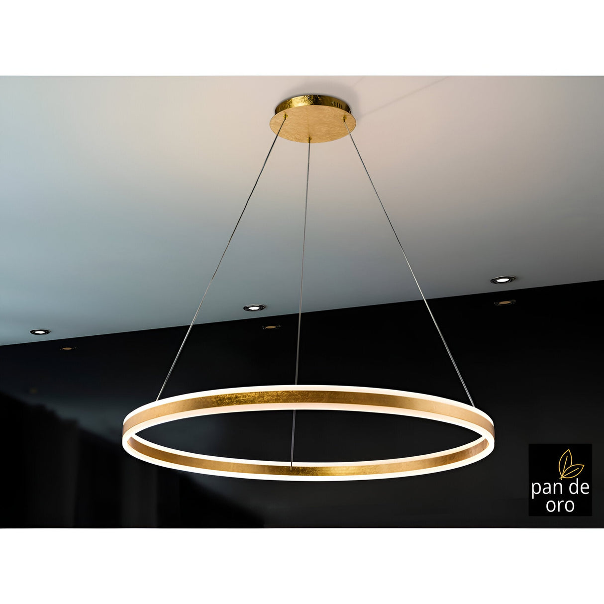Helia LED Large Circular Suspension Light 110W 3000K - Gold Leaf