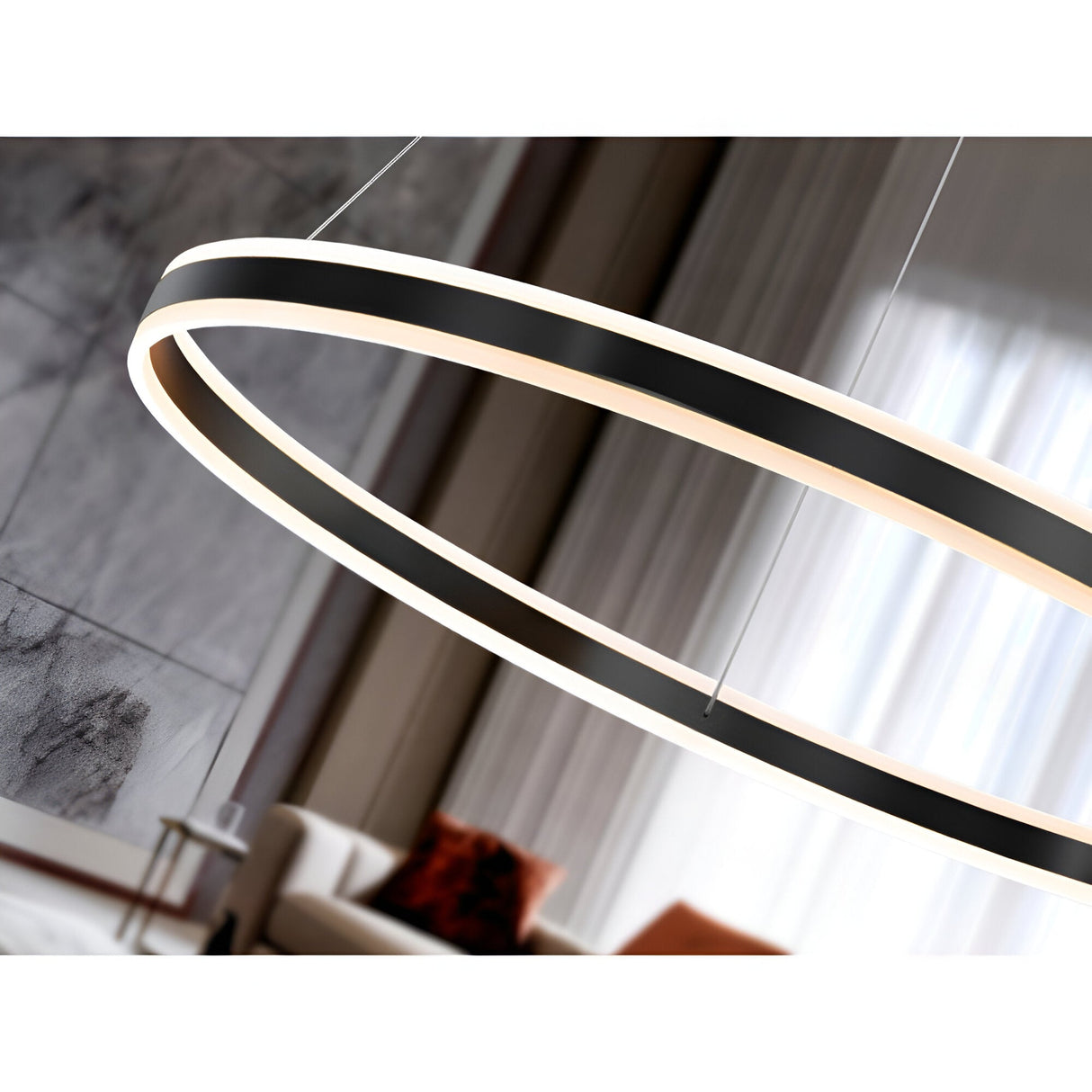 Helia LED Circular Suspension Light 55W 3000K - Matte Black