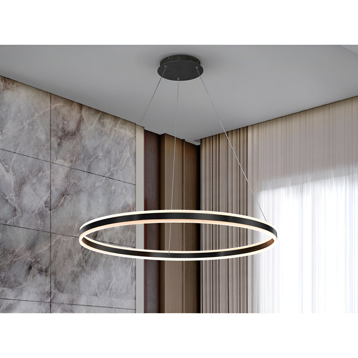 Helia LED Circular Suspension Light 55W 3000K - Matte Black