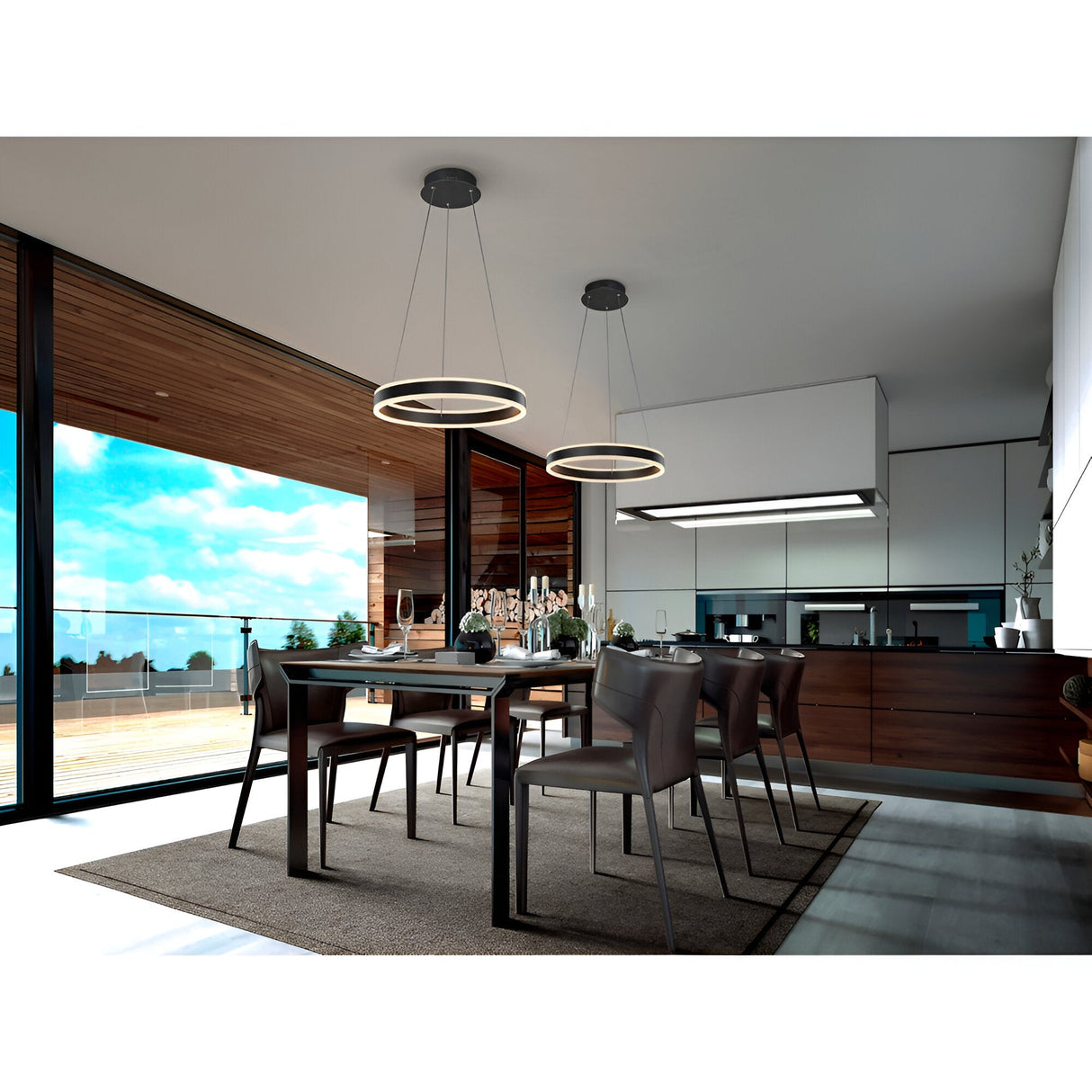 Helia LED Small Circular Suspension Light 55W 3000K - Black