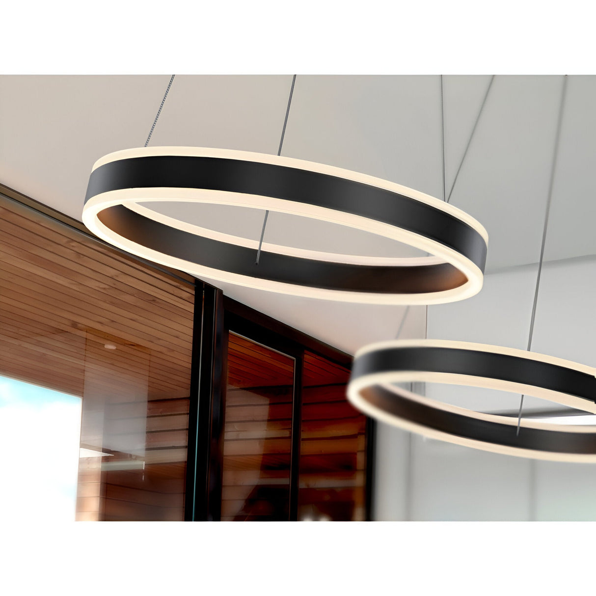 Helia LED Small Circular Suspension Light 55W 3000K - Black