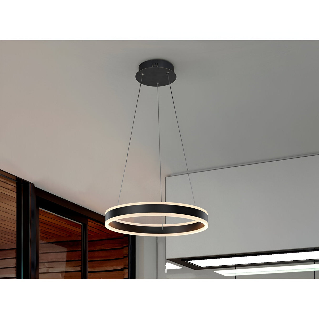 Helia LED Small Circular Suspension Light 55W 3000K - Black
