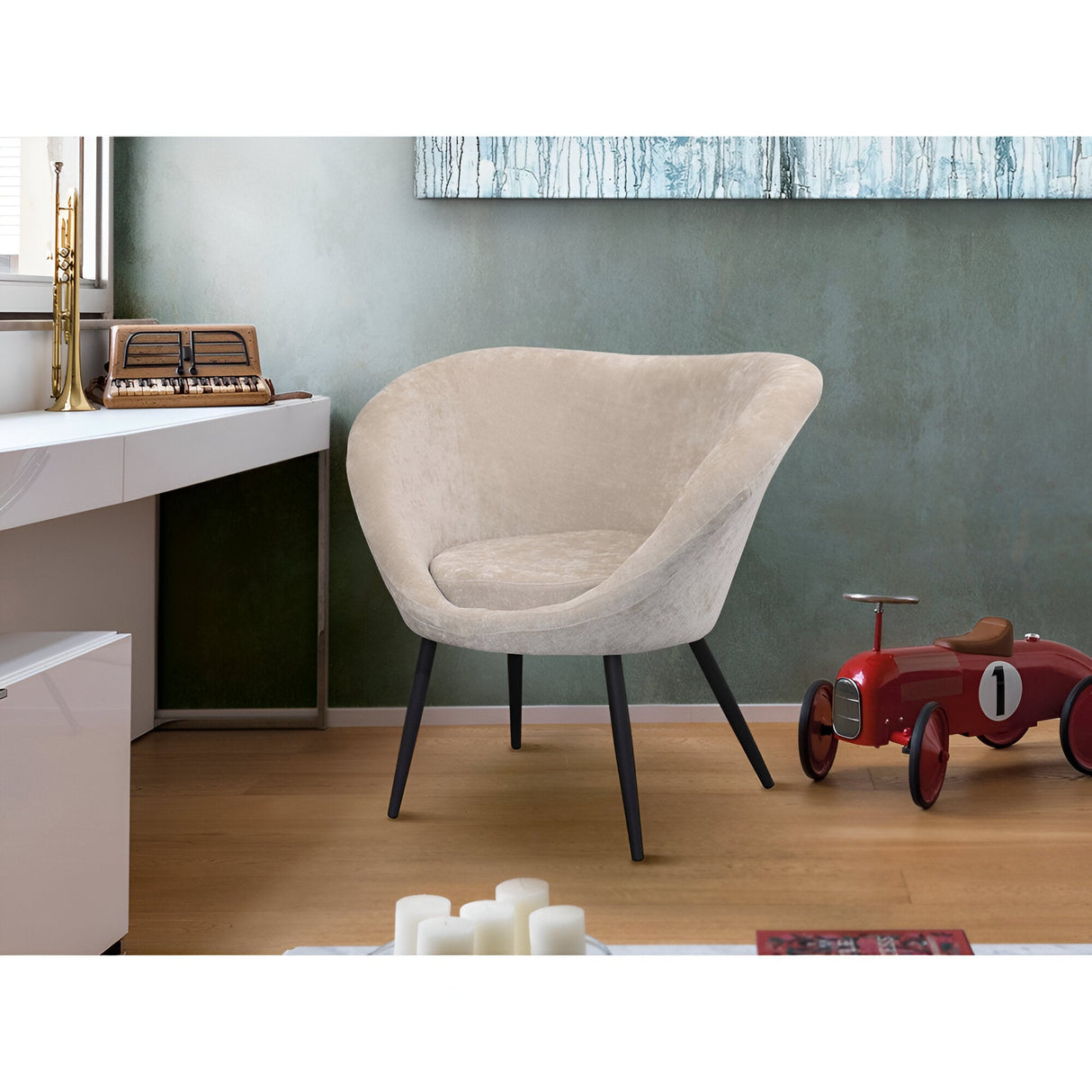 Ozome Chenille Accent Chair - Beige