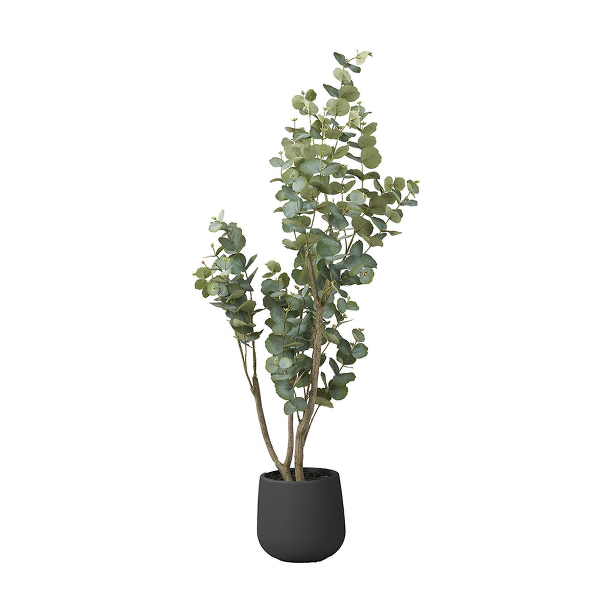 Artificial Tree in Pot, 130cm tall, with green foliage on multiple woody stems set in a matte grey planter, shown against a plain white background.