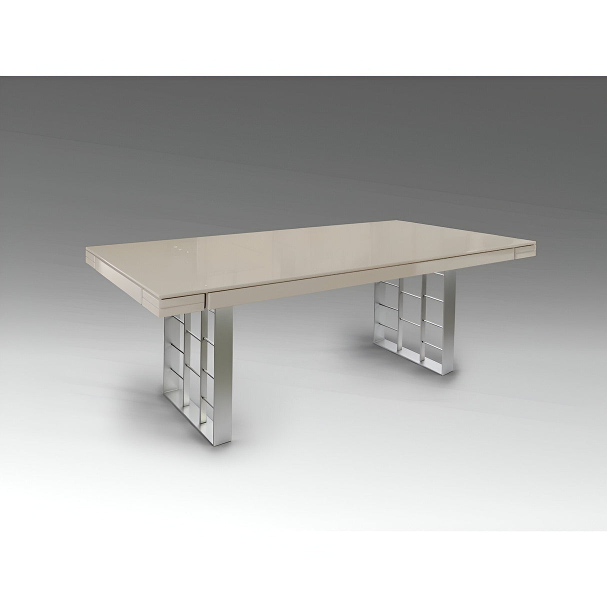Vita 6 Seater Wood & Metal Small Dining Table – Ash White & Matte Silver
