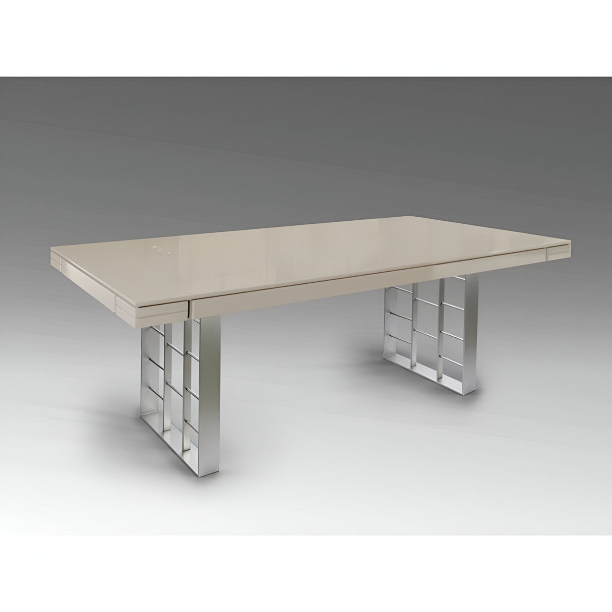 Vita 8 Seater Wood & Metal Large Dining Table – Ash White & Matte Silver