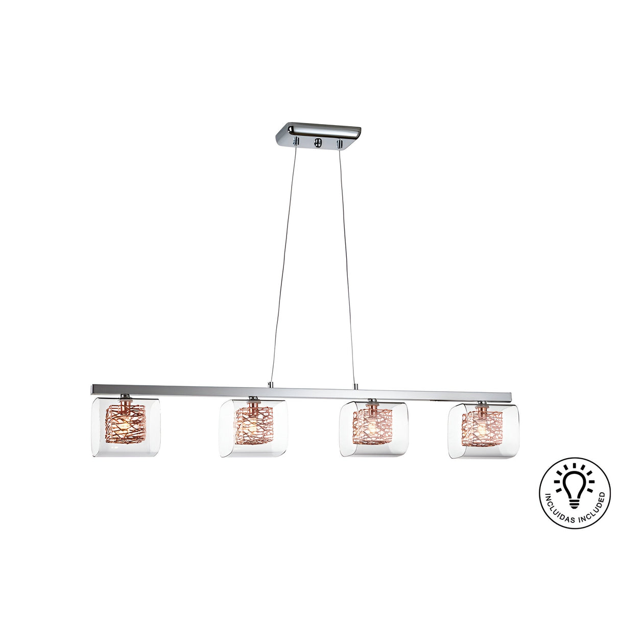 Lios 4 Light Island Suspension - Copper