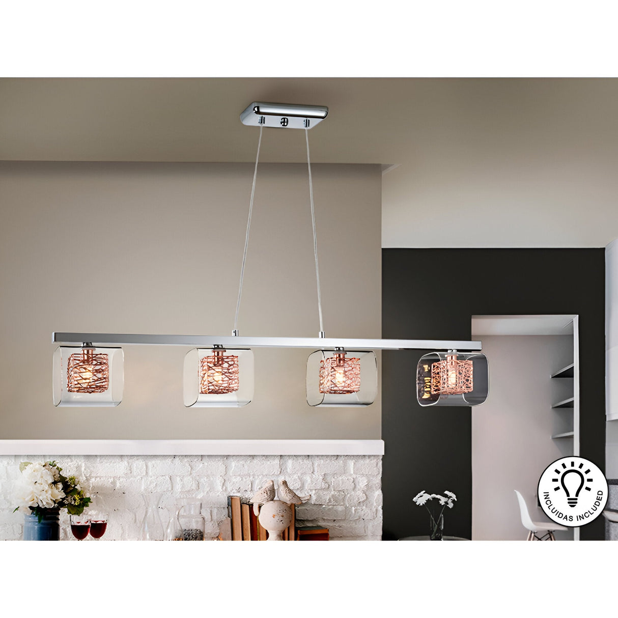 Lios 4 Light Island Suspension - Copper