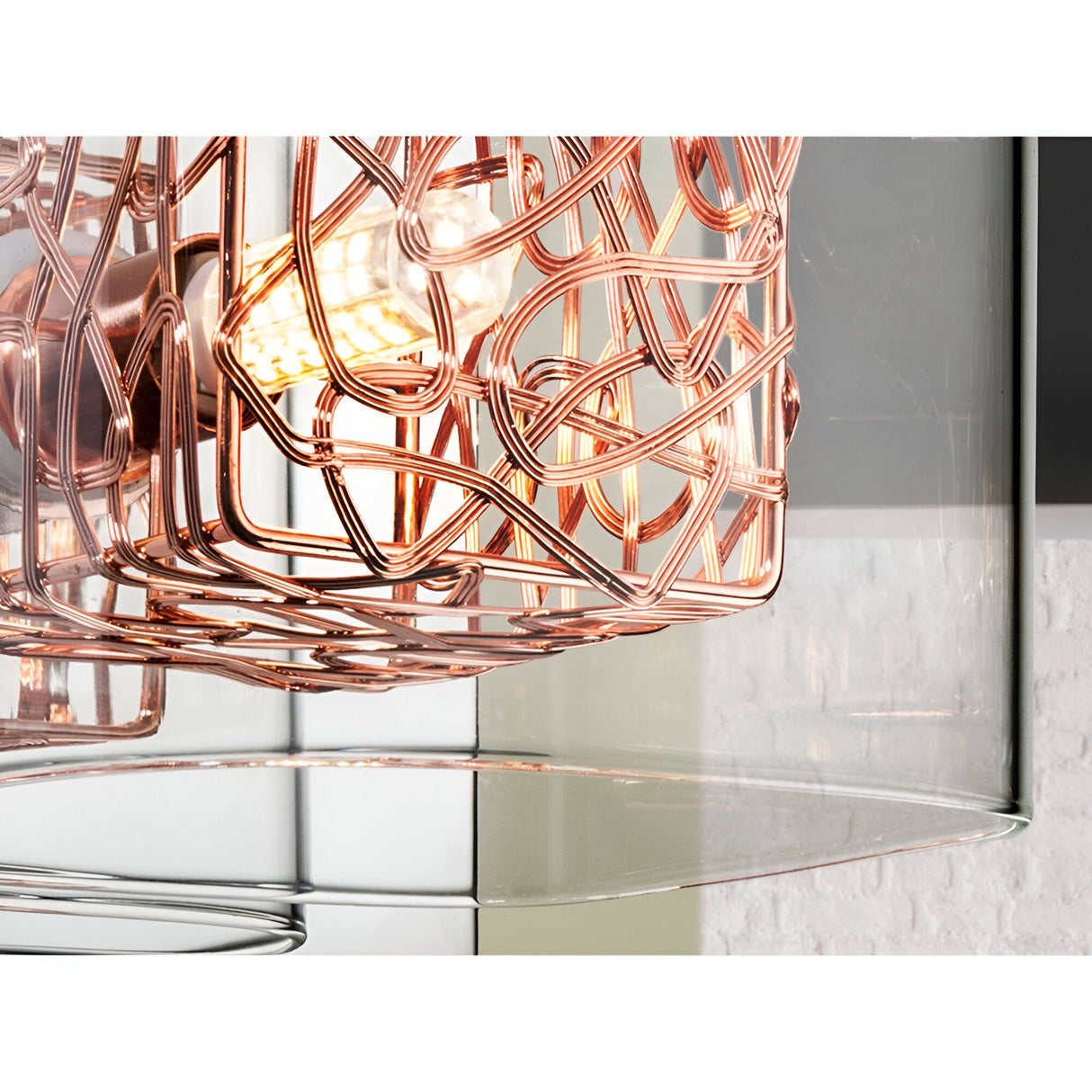 Lios Glass & Wire Wall Light - Copper