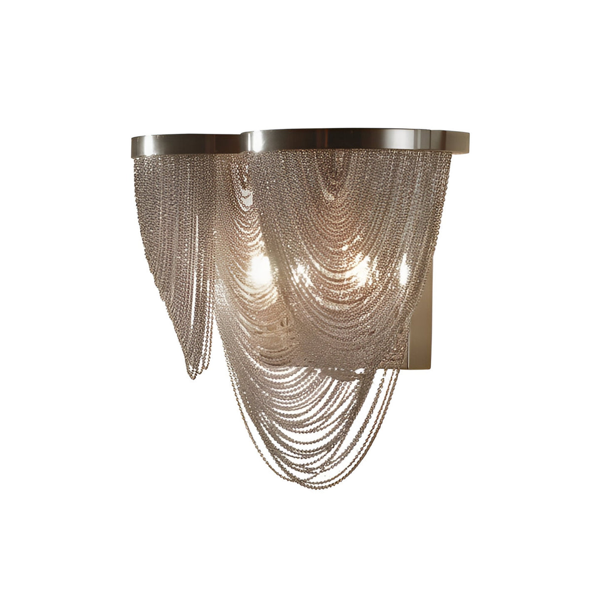 Minerva 2 Light Metal Chain Wall Light - Nickel
