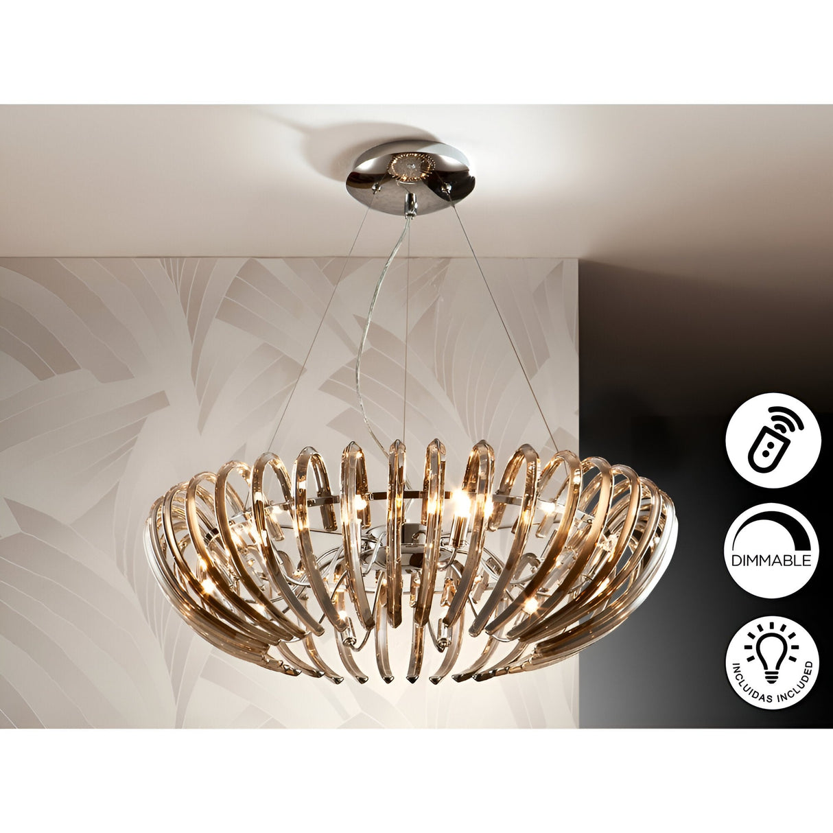 Ariadna 12 Light Crystal Chandelier - Champagne (With Remote Control)
