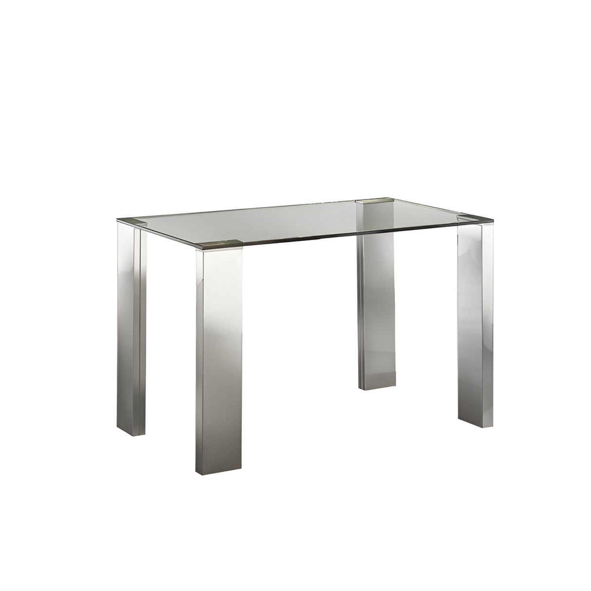 Malibu 4 Seater Glass & Stainless Steel Dining Table – Transparent